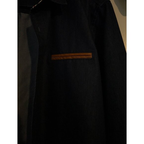 COOFANDY Men's Button-Down Long Sleeve Solid Dress Shirts Blue/Plaid Trim Size L - Picture 9 of 10